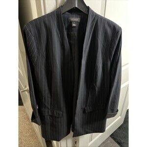Halogen Women’s Blazer Black And white Striped Open Faux Pockets Size L